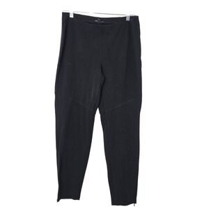 Eileen Fisher Size M Black Viscose Jersey Ponte Knit Zip Ankle Pants Womens‎